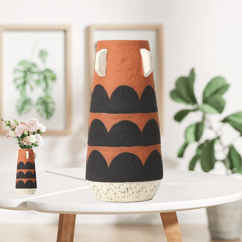Photo 1 of BOESRIOY Small Ceramic Vase for Home Decor, Rustic Home Decor, Modern Farmhouse Decor, Fit for Farmhouse Fireplace Bedroom Kitchen Living Room Bookshelf Centerpieces Office Desk Coffee Table 7.7"