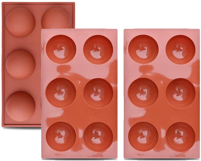Photo 1 of 6 Holes Semi Sphere Silicone Mold,Baking Mold for Making Hot Chocolate, Cake, Jelly, Pudding,Dome Mousse, 2 Packs Half Sphere Mold Non Stick,BPA Free Cupcake Baking Pan
