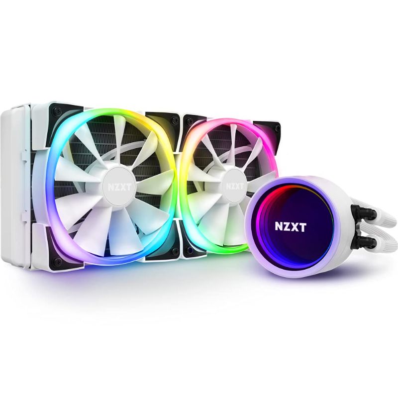 Photo 1 of NZXT Kraken X53 RGB 240mm - RL-KRX53-RW - AIO RGB CPU Liquid Cooler - Rotating Infinity Mirror Design - Powered by CAM V4 - RGB Connector - AER RGB V2 120mm Radiator Fans (2 Included) - White
