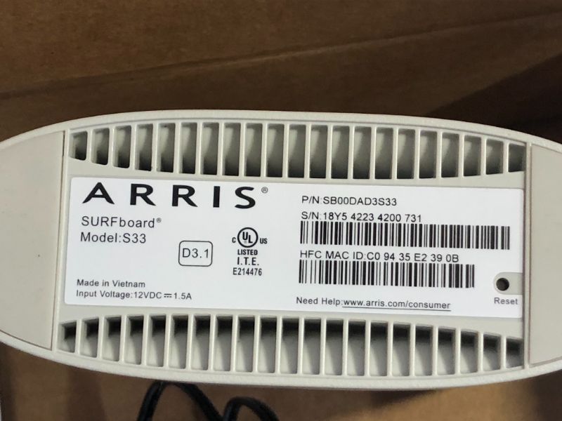 Photo 4 of ARRIS Surfboard S33 DOCSIS 3.1 Multi-Gigabit Cable Modem with 2.5 Gbps Ethernet Port, Approved for Cox, Xfinity, Spectrum & Others.
