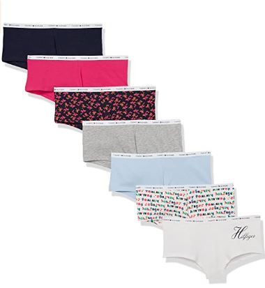 Photo 1 of Tommy Hilfiger Women's Underwear Classic Cotton Logoband Boyshort Panties, 7 Pack SIZE LARGE
