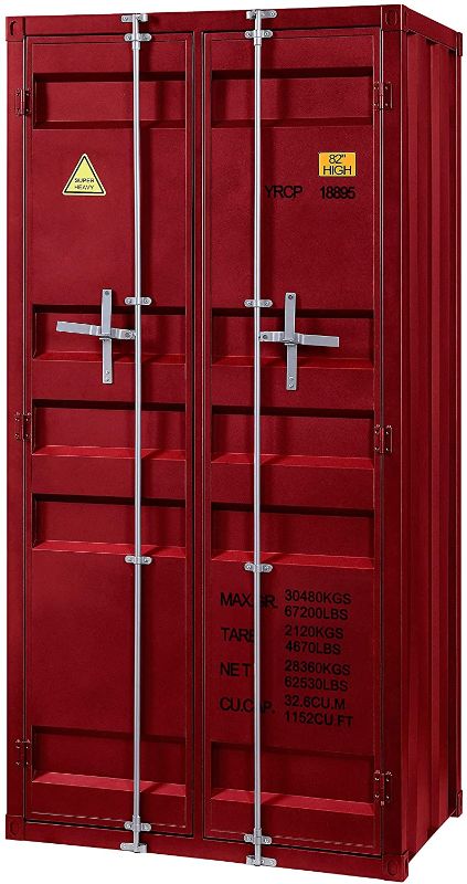 Photo 1 of ACME FURNITURE Cargo Wardrobe, Red - Product Dimensions	34"D x 22"W x 67"H
