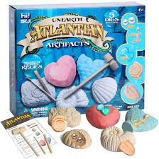 Photo 1 of hi!SCI Atlantis Gemstone Dig Kit Pearl Fossil Excavation Digging Kit Break Into 5 Mermaid Treasure Bricks - Great Educational Toy Gift for Kids Boys Girls