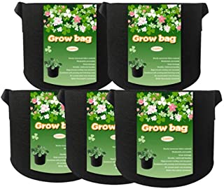 Photo 1 of Bioristar 5 Pack Plant Grow Bags Non-Woven Aeration Fabric Pots Grow Bags Plant Nursery Bags Plant Seeding