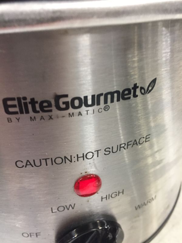 Photo 3 of Elite Gourmet MST-250XS Electric Slow Cooker Ceramic Pot, with Adjustable Temp, Entrees, Sauces, Soups, Roasts (FOOD STAINS ON ITEM INDICATE PRIOR USE, MAJOR DAMAGES TO PACKAGING)