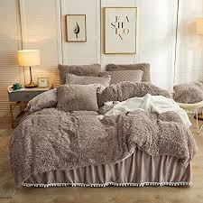 Photo 1 of LIFEREVO LUXURY PLUSH SHAGGY DUVBET COVER SET QUEEN KHAKI (MISSING PILLOW CASES)