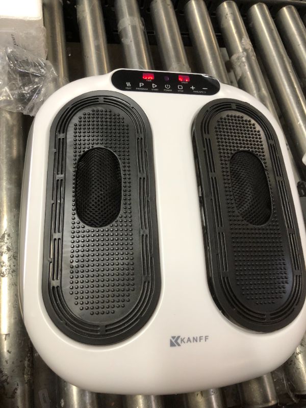 Photo 2 of Kanff Vibration Foot Massager Machine, Electric Vibrating Foot Leg Masssager with Rotating Acupressure & Remote for Circulation & Multi Relaxation (MAJOR DAMAGES TO PACKAGING)