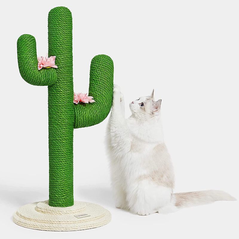Photo 1 of  Cactus Cat Scratching Post, Tall Cactus Cat Scratcher with Natural Sisal Rope, Durable Vertical Cat Scratch for Adult Cats and Kittens
