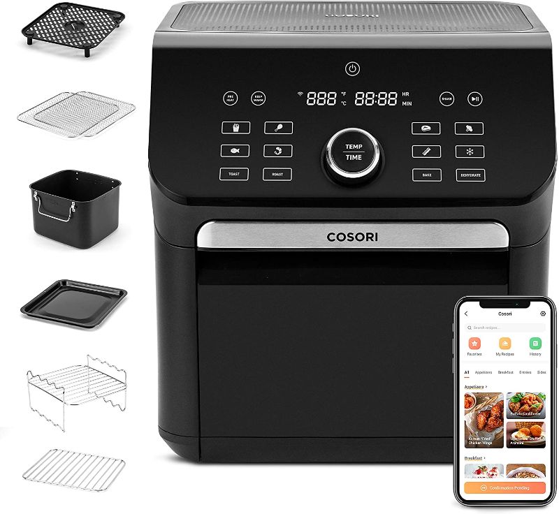 Photo 1 of COSORI Smart Air Fryer, 14-in-1 Large Air Fryer Oven XL 7QT with 7 Accessories for Pizza Toast Dehydrate Bake, 12 Presets, Preheat, Shake Reminder & Keep Warm, Works with Alexa, 1800W, 7QT, Black

