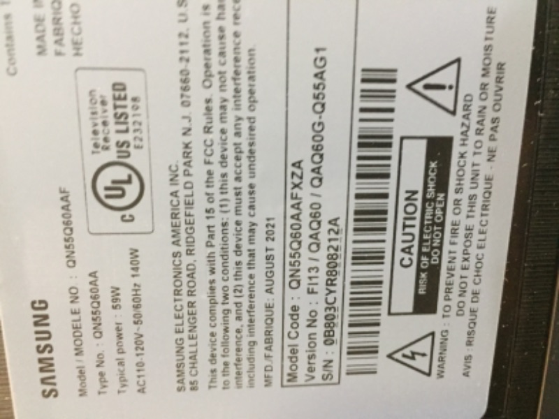 Photo 1 of DAMAGED. SAMSUNG 55-Inch Class QLED Q60A Series - 4K UHD Dual LED Quantum HDR Smart TV with Alexa Built-in (QN55Q60AAFXZA, 2021 Model)
