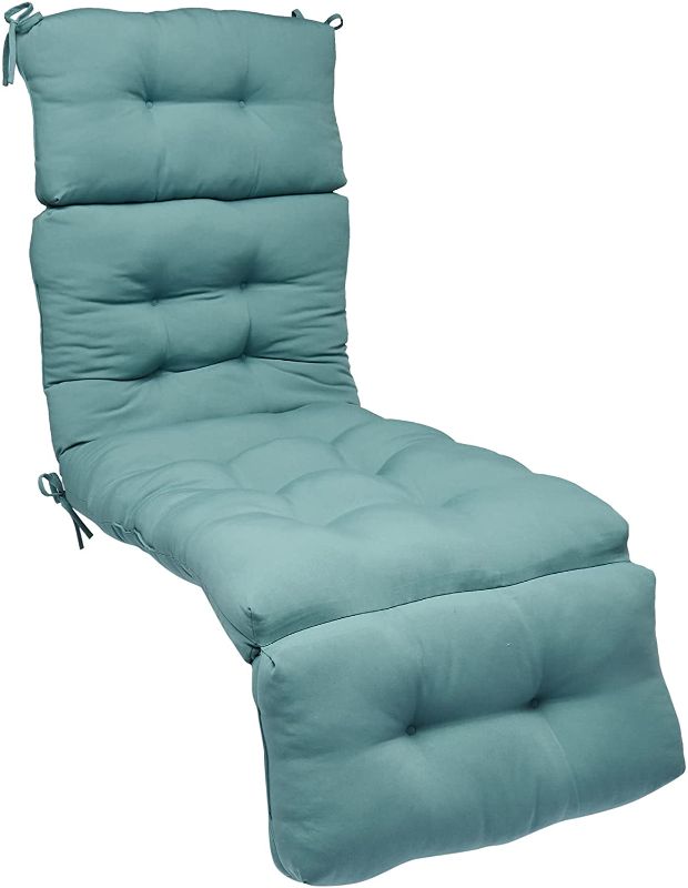 Photo 1 of Amazon Basics Tufted Outdoor Patio Lounger Cushion 77 x 22 x 4 Inches, Cyan Blue
