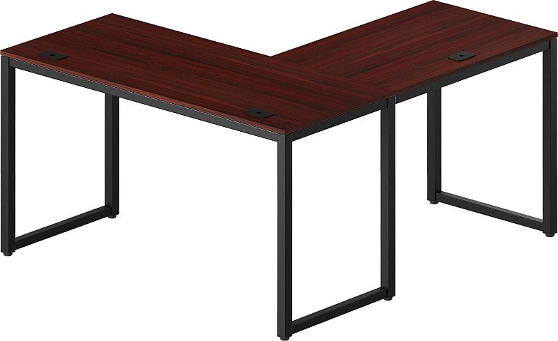 Photo 1 of SHW Home Office 55"x60" Large L Shaped Corner Desk, Cherry
