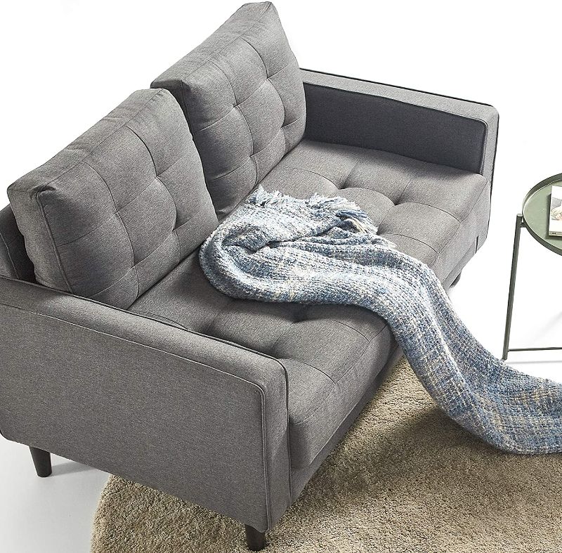 Photo 1 of ZINUS Benton Loveseat Sofa / Grid Tufted Cushions / Easy, Tool-Free Assembly, Dark Grey
