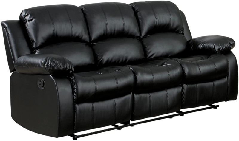 Photo 1 of Homelegance Resonance 83" Bonded Leather Double Reclining Sofa, Black
