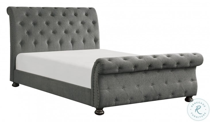 Photo 1 of  Homelegance® Crofton Dark Gray King Upholstered Panel Bed-----IPARTS ONLY-----NCOMPLETE SET. BOX 2 OF 3. ONLY 

