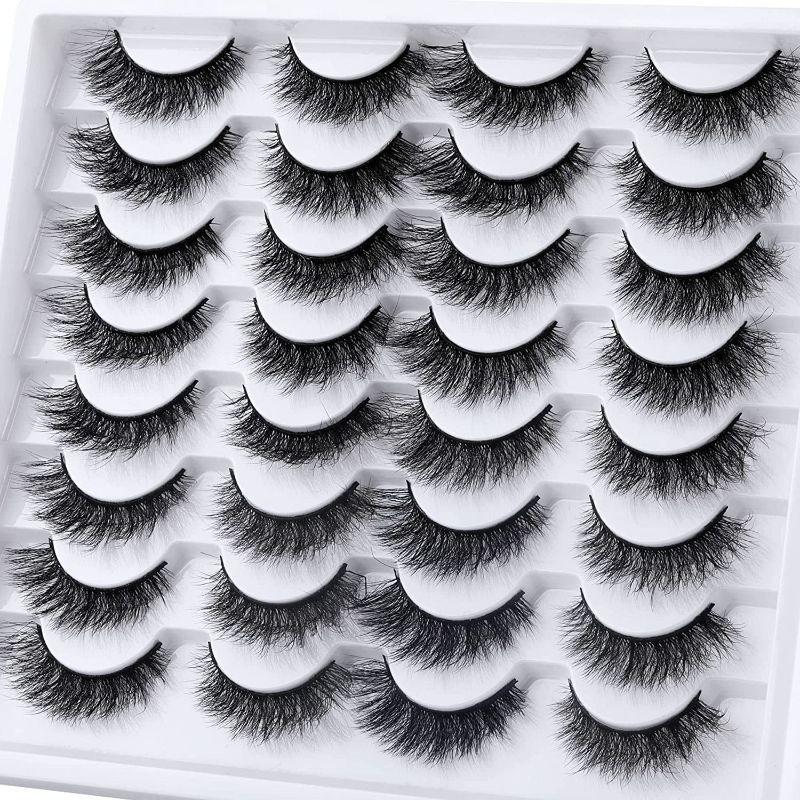 Photo 1 of Poop Lunch Eye Lashes Natural False Eyelashes 16 Pairs Fluffy Volume Faux Mink Lashes Handmade Short Lashes Pack