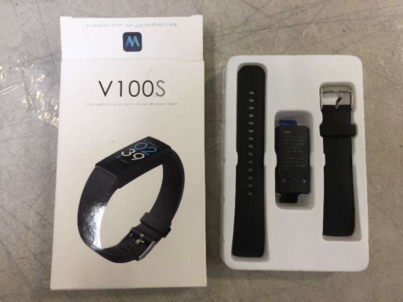 Photo 2 of V100S Smart Bracelet, High-definition Color Screen Bluetooth Bracelet, ECG Blood Pressure And Temperature Monitoring Multifunctional Sports Bracelet, Black
