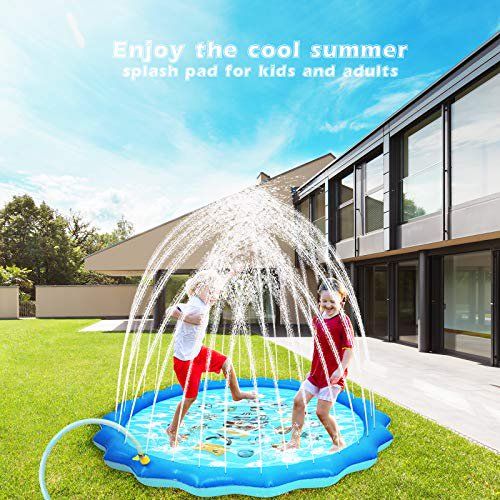 Photo 1 of Splash Pad for Kids, 68'' Summer Outdoor Water Toys Sprinkler for Kids Splash Play Mat & Wading Pool for Fun Games Learning and Party 1-12 Years Old Boys Girls
