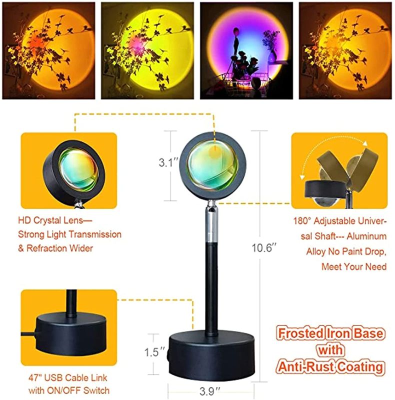 Photo 1 of Sunset Lamp?Projector Rainbow Light 180 Degree Rotation Projection Led Night Light 
