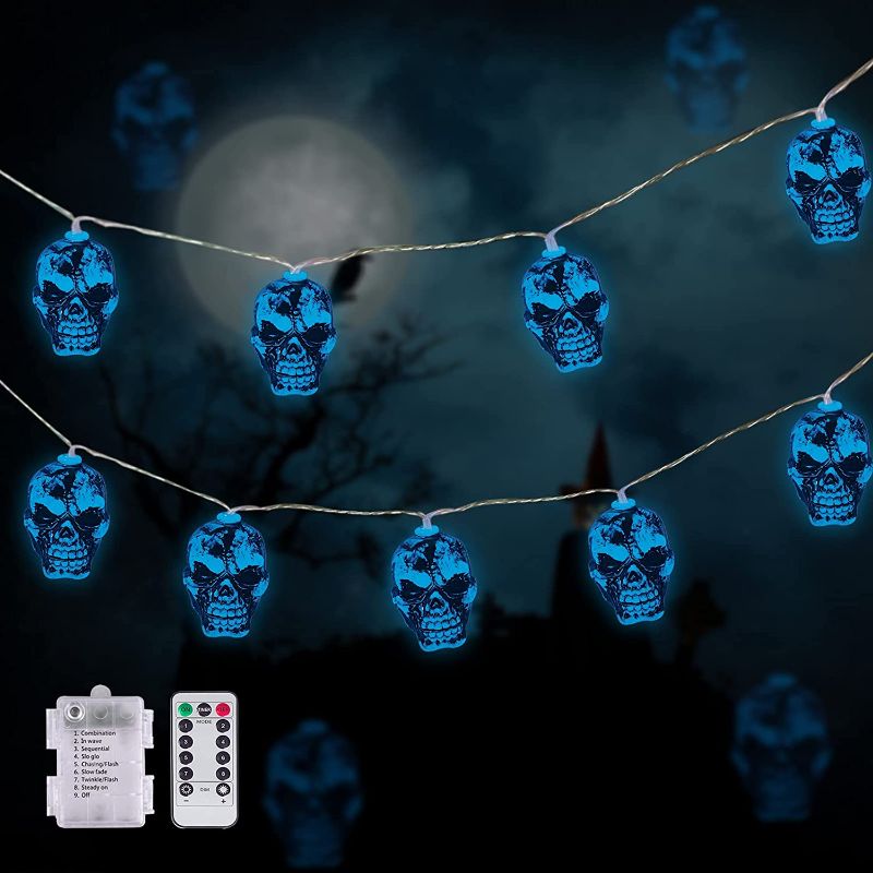 Photo 1 of LUMINATERY Holiday Decorations,3D Dinosour String Lights, 30 LED Lights for Indoor Outdoor Halloween Decoration (Blue-1)
