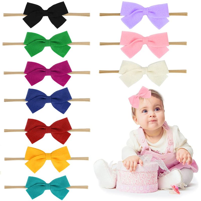 Photo 1 of Baby Girls Nylon Headbands Turban Hair Bows Hair Band Elastic Hair Accessories for Kids Toddlers Infants Newborn (10 PACK)
