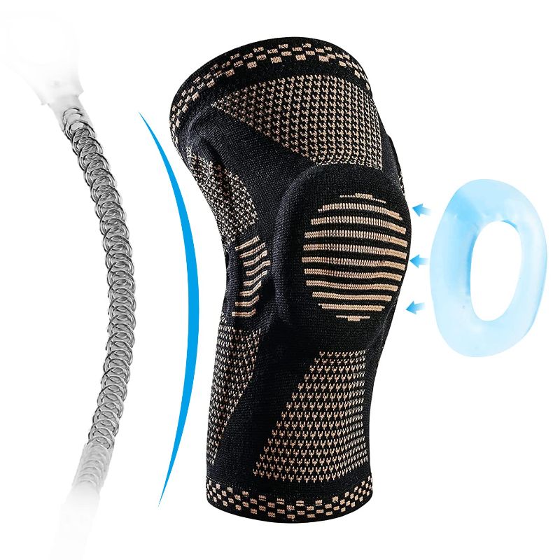 Photo 1 of ABYON Copper Recovery Knee Compression Sleeve with Patella Gel Pad and Side Stabilizers, Highest Copper Content Knee Sleeve Support for Meniscus Tear,ACL,Arthritis,Joint Pain Relief, Breathable Supportive Reduce Joint Pain for Men & Women size XL
