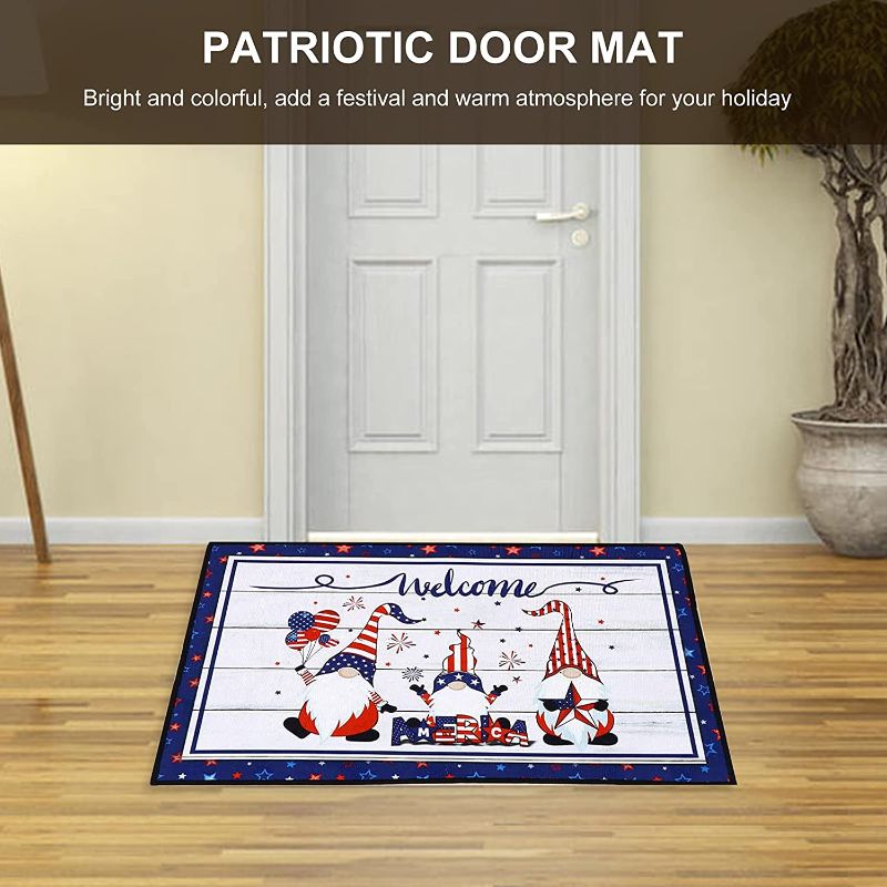 Photo 2 of Happy Labor Day Door Mat Carpets Indoor Outdoor Area Rugs Office Door Mat Non-Slip for Bedroom Bathroom Living Room Kitchen Home Decorative (17.8" Wide x 29.5" Long)
