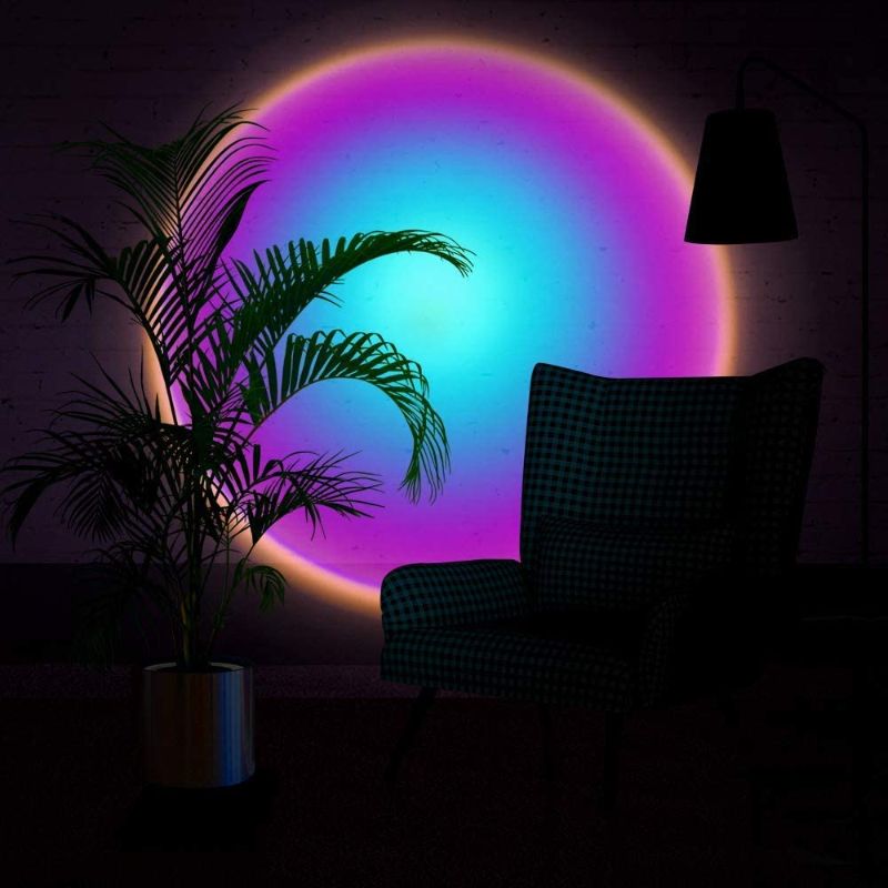 Photo 1 of Sixology Sunset Table Lamp Rainbow Projection Lamp LED Light Projector Sun Floor Lamp for Living Room Bedroom Background Wall Color Lights for Taking Pictures Live Broadcast, 5V USB (3W Rainbow)
