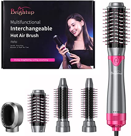 Photo 1 of Brightup Hair Dryer Brush, Blow Dryer Brush, Hair Dryer & Volumizer Styler Hot Air Brush, Negative Ionic Electric Hair Dryer & Curler Straightener Brush, Detachable Brush & Interchangeable Brush Head
