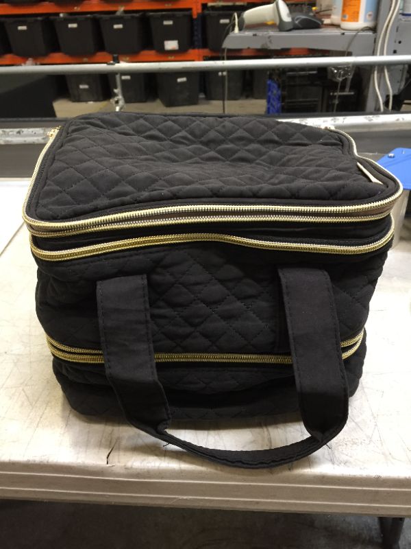 Photo 1 of YARWO Detachable Nail Polish Organizer Holds 48 Bottles (15ml/0.5 fl.oz), 3 Layers Nail Polish Case with Adjustable Dividers, Travel Storage Bag for Manicure Set, Black (Bag Only)
