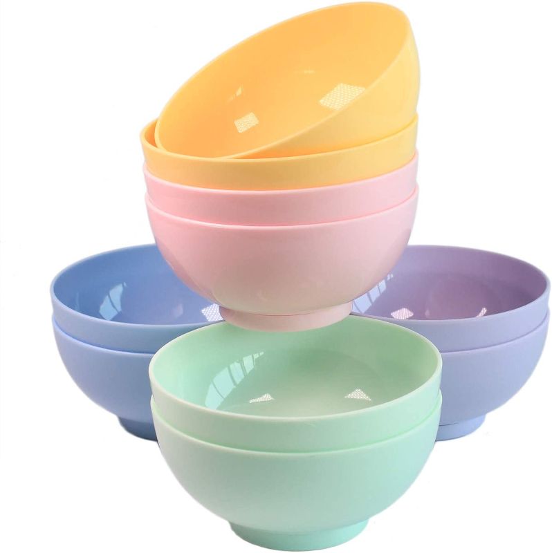 Photo 1 of Honla 20oz Plastic Bowls,Set of 10 Unbreakable Cereal Bowls in 5 Assorted Colors
