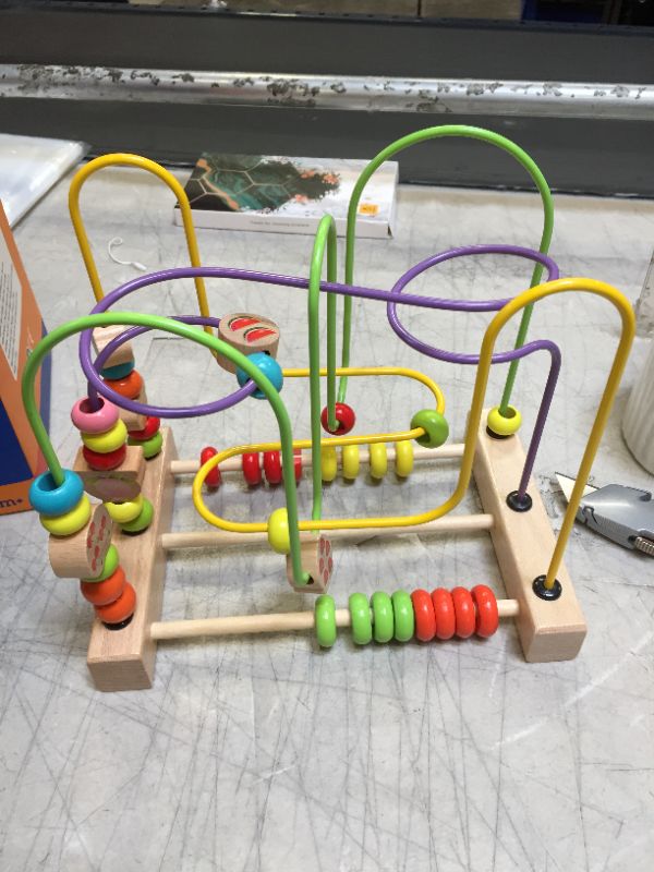 Photo 2 of QZMTOY Bead Maze Toy for Toddlers Wooden Colorful Roller Coaster Educational Circle Toys for Kids Sliding Beads On Twists Wire Training Child Attention Count and Grasping Ability (QZM-0135-Toys)…
