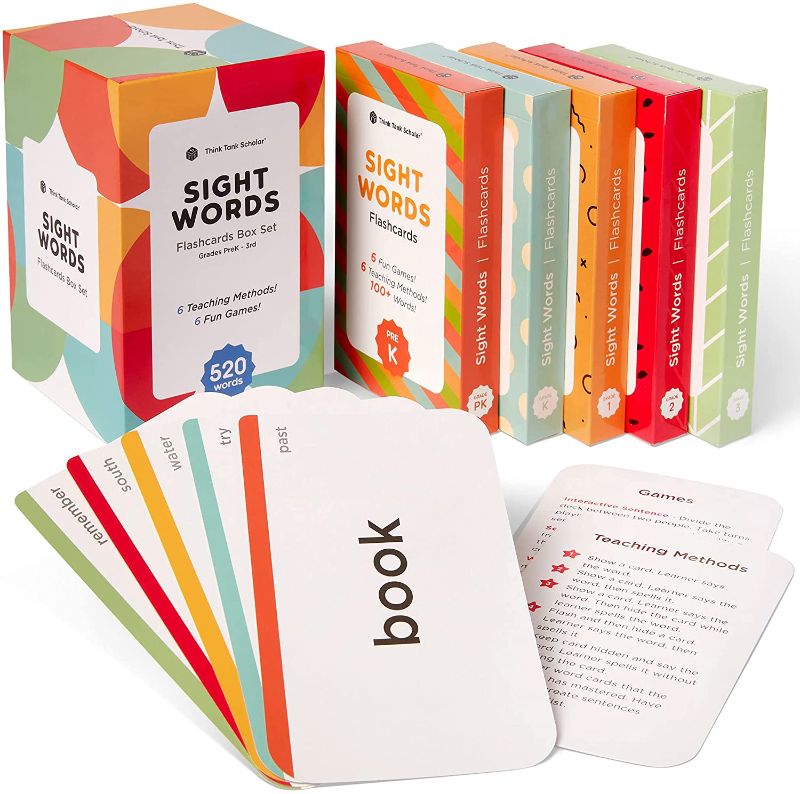 Photo 1 of Think Tank Scholar 520 Sight Words Flash Cards (Award-Winning) Set | Preschool (Pre K), Kindergarten, 1st, 2nd, 3rd Grade, Homeschool (Ages 3, 4, 5, 6, 7, 8, 9) | Dolch & Fry High Frequency Site Words
