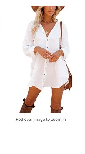 Photo 1 of iGENJUN Women's SMALL Long Sleeve Button Down Tunic Dresses with Pockets
