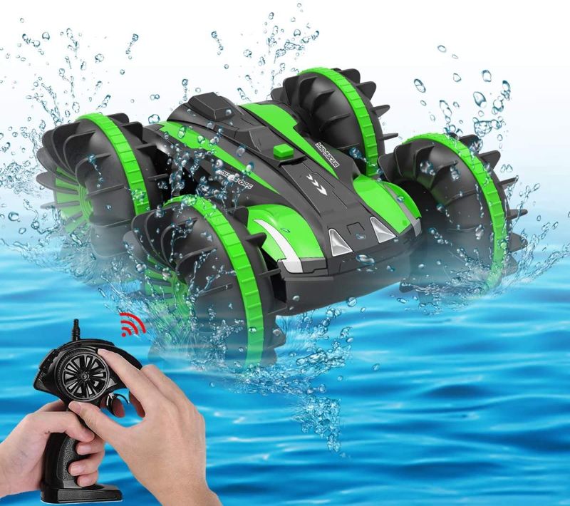 Photo 1 of Seckton Toy Cars for 6-12 Year Old Boys Girls Amphibious RC Car 2.4 GHz Remote Control Boat Waterproof RC Monster Truck Stunt Cars 4WD RC Vehicle All Terrain Water Beach Pool Christmas Birthday Gifts
