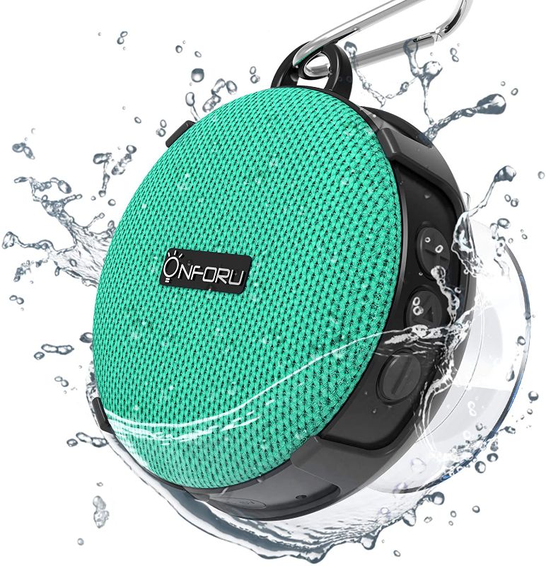 Photo 1 of Onforu Shower Speaker, Waterproof Outdoor Bluetooth Speaker with Suction Cup, Portable Mini Wireless Speaker with Sturdy Hook, Stereo Sound and Bluetooth 5.0 for Bathroom, Pool, Beach
