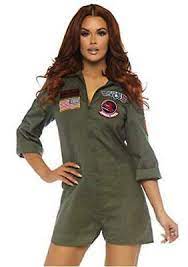 Photo 1 of Leg Avenue Women's Top Gun Flight Suit Romper, Khaki, Large, Khaki, Size Large