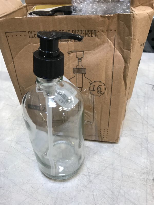 Photo 1 of 2 pk soap dispenser glass bottle  16 oz 