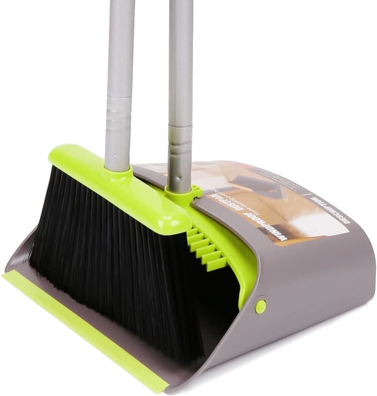 Photo 1 of Broom and Dustpan Set, TreeLen Broom with Dust Pan with Long Handle Combo Set for Office and Home Standing Upright Sweep Use with Lobby Broom
