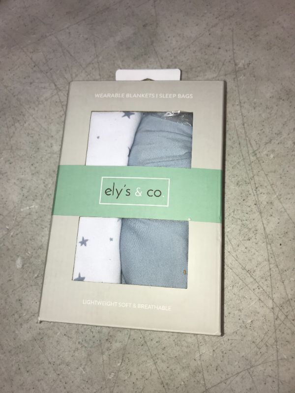 Photo 2 of Ely's & Co. Baby Wearable Blanket?Sleep Bag 2-Pack Set - 100% Interlock Knit Cotton for Baby Boy from 6-12 Months — Dusty Blue Stars & Solid Dusty Blue
