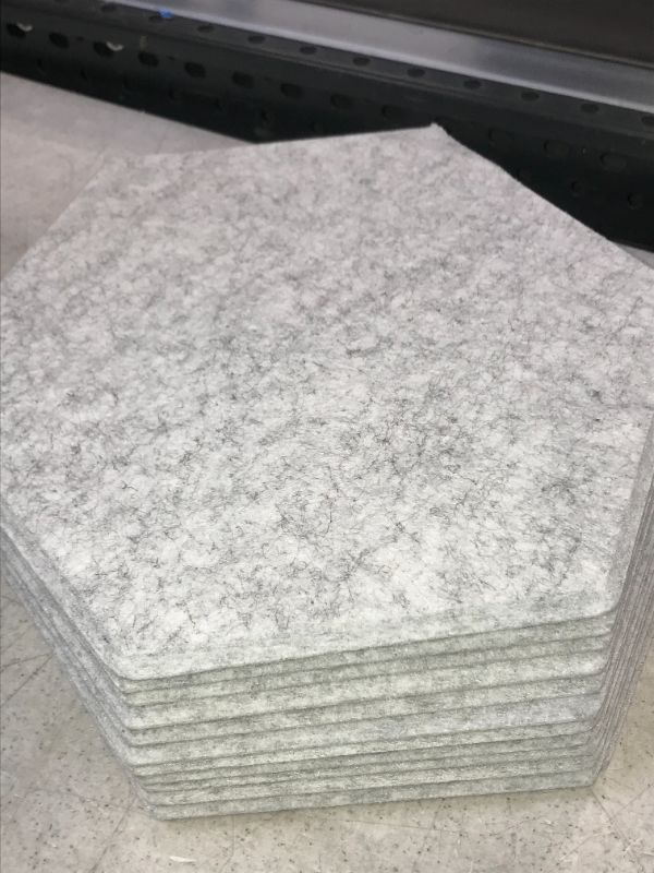 Photo 1 of 12 Pack Set Hexagon Acoustic Absorption Panel, 12 X 14 X 0.4 Inches Acoustic Soundproofing Insulation Panel Beveled Edge Tiles, Great for Wall Decoration and Acoustic Treatment (Silver Grey)
