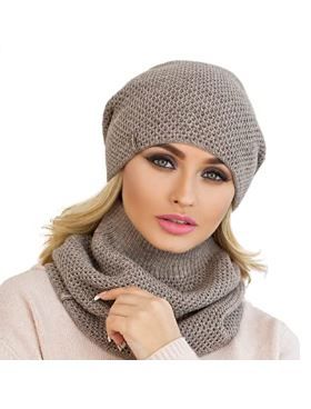 Photo 1 of Braxton Hat and Scarf Set for Women - Knit Winter Plain Beanie Neck Warmer - Wool Fleece Cap Infinity Scarfs Dark Coffee