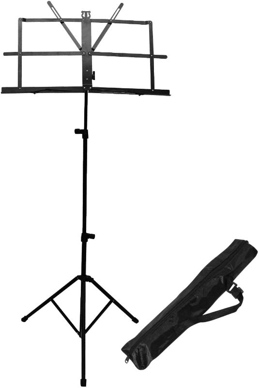 Photo 1 of  Folding Music Sheet Stand 2 in 1 Dual-Use Portable Music Stand Lightweight with Carrying Bag, Metal Music Stand Foldable with Music Sheet Holder Suitable for Instrumental Performance