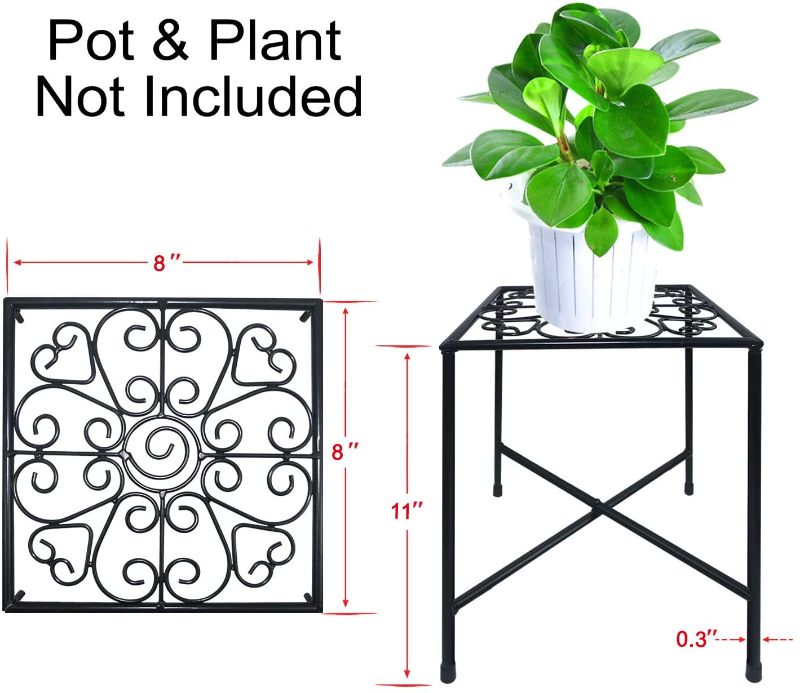 Photo 1 of  Black Plant Stands, Mid Century Modern Plant Stand,Tall Metal Flower Plant Pot Holder,Plants Display Rack Hold Up to 8 Inch Planter for House, Garden, Patio, Indoor &Outdoor