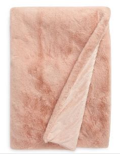 Photo 1 of Eikei Luxury Faux Fur Throw Blanket Super Soft Oversized Thick Warm Afghan Reversible to Plush Velvet  Blush Chinchilla, Machine Washable
XL LONG