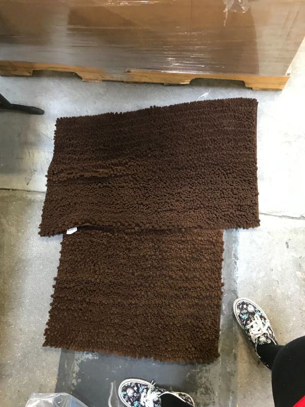 Photo 2 of Bathroom Rug Set–Extra-Soft Plush Bath mat Shower Bathroom Rugs,1'' Chenille Microfiber Material, Super Absorbent (Rectangular Set, Brown)
