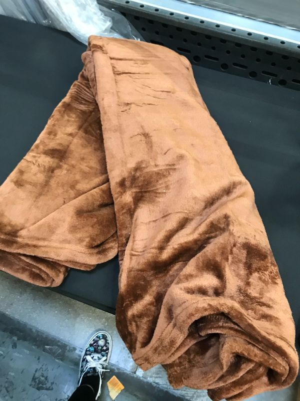 Photo 1 of Fleece Velvet Plush Throw Blanket – 50" x 70" (Brown)