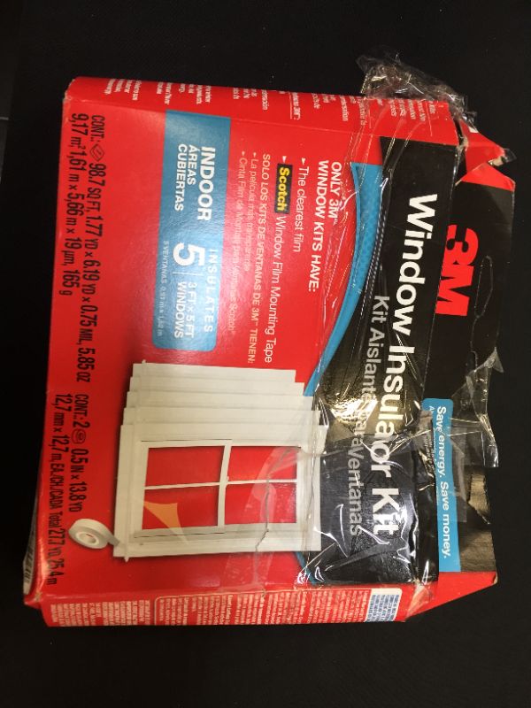 Photo 2 of 3M Indoor Window Insulator Kit, 5 Window Kit--Package slightly damaged 
