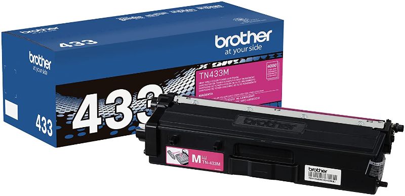 Photo 1 of Brother Genuine High Yield Toner Cartridge, TN433M, Replacement Magenta Toner, Page Yield Up To 4,000 Pages, Amazon Dash Replenishment Cartridge, TN433
