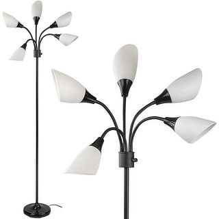 Photo 1 of 5 Light Floor Lamp with Positionable Acrylic Reading Shades (Grey) - 16"W X 69"H
